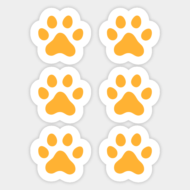 Yellow-orange paw pints, set of six Sticker by Mhea